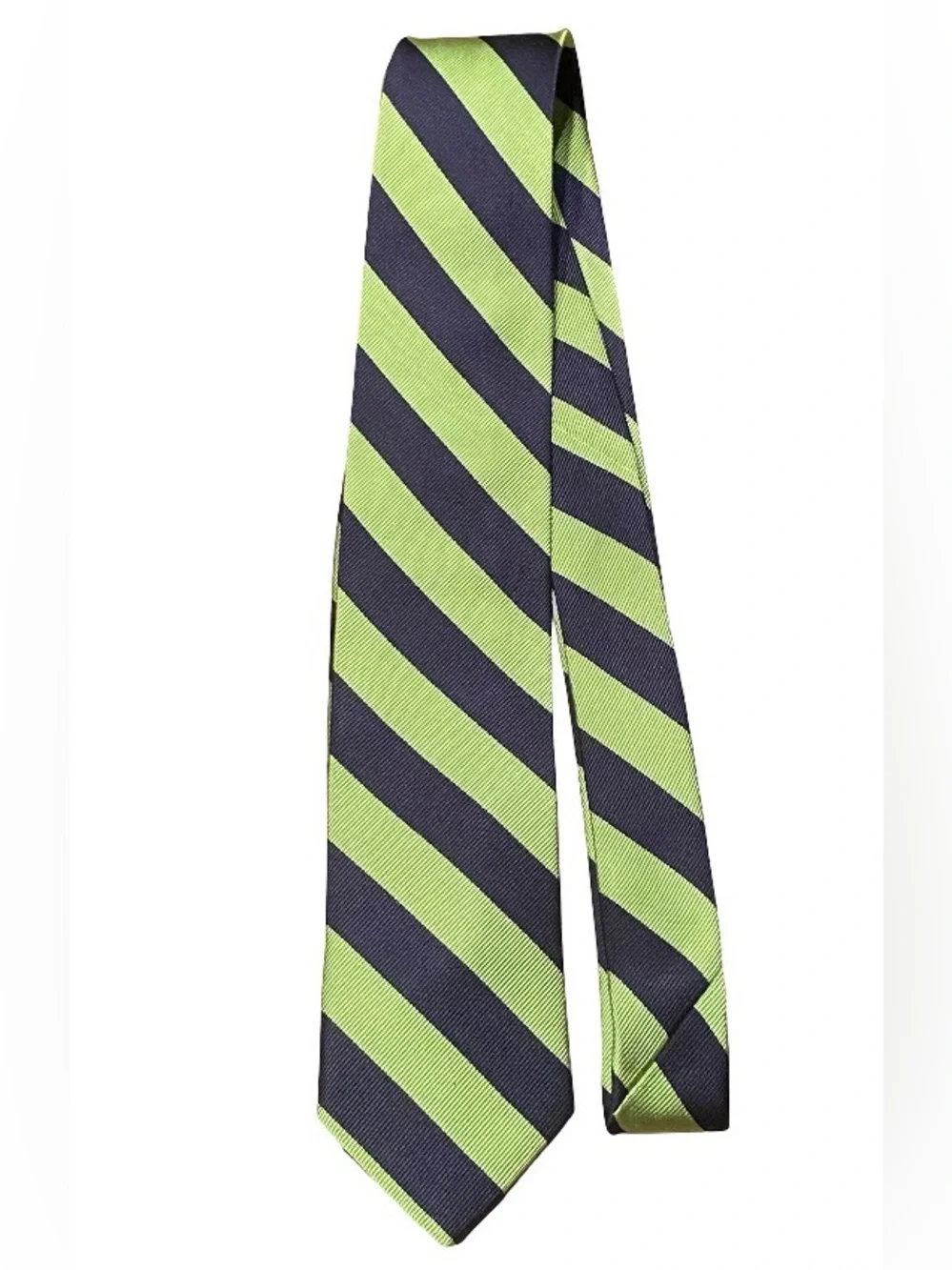 J. Crew The Silk Tie green blue striped dressy formal 100% silk neck tie